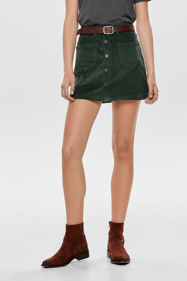 Only Saia curta de bombazina verde