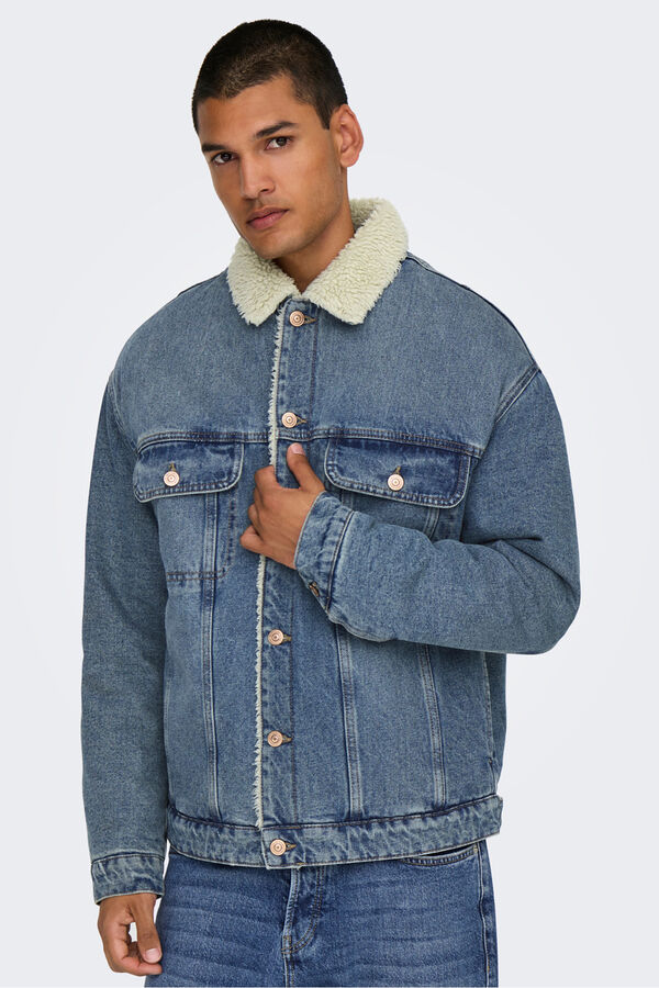 Only & Sons Teddy denim jacket blue