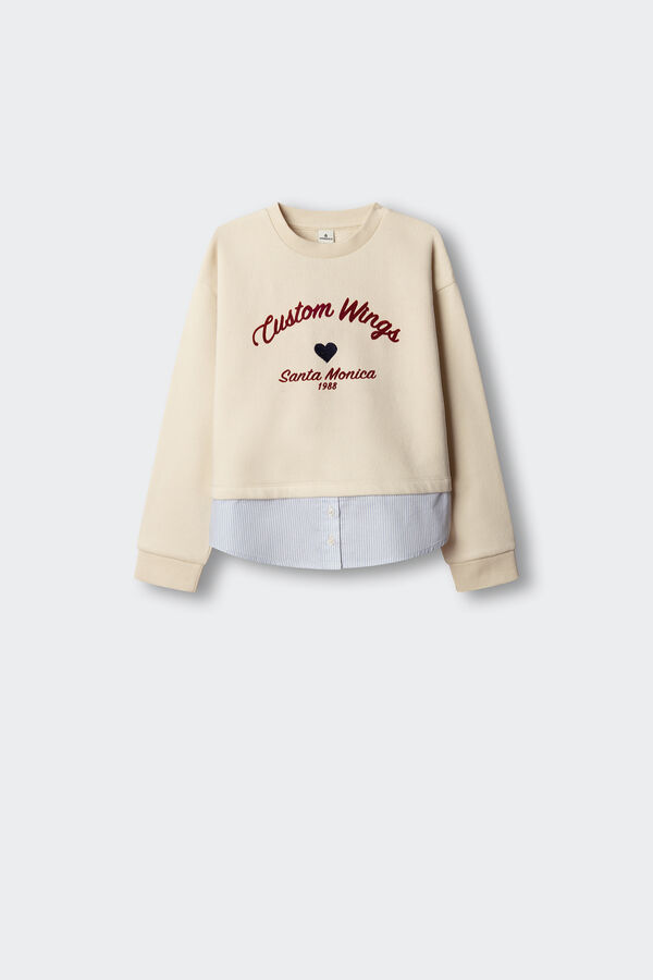 Springfield Kids Sweatshirt bimaterial varsity menina branco