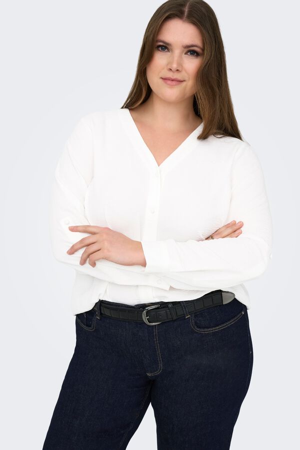 Only Carmakoma Camisa botonadura talla grande blanco