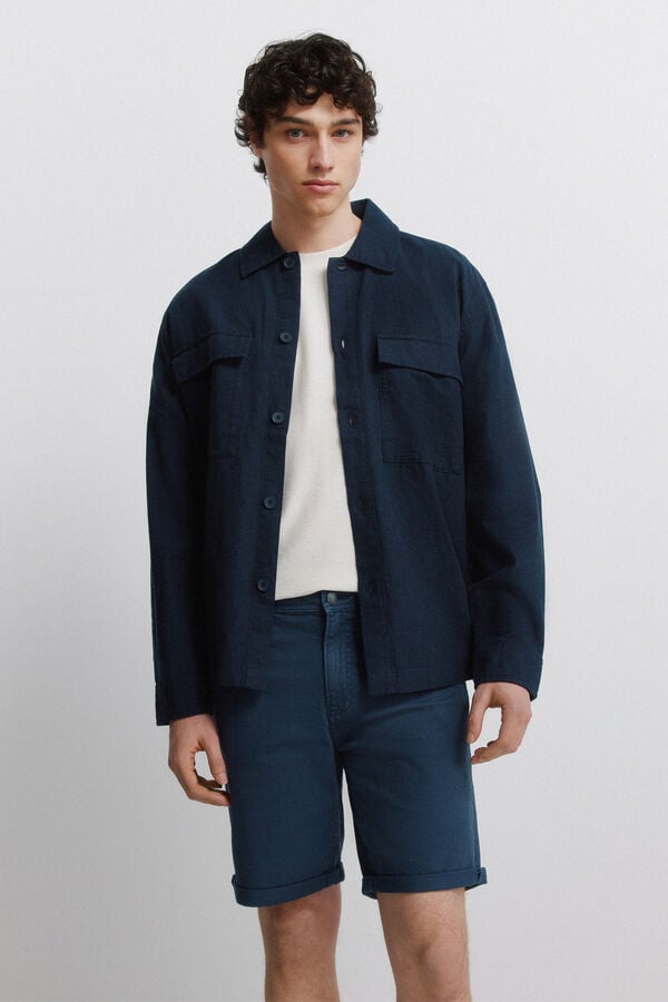 Springfield Washed 5-pocket slim fit Bermuda shorts blue