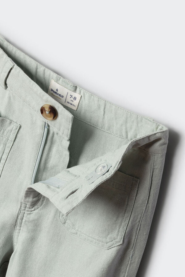 Springfield Kids Dečije pantalone od lana Zelena