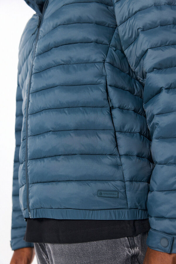 Springfield Quilted hooded jacket acqua