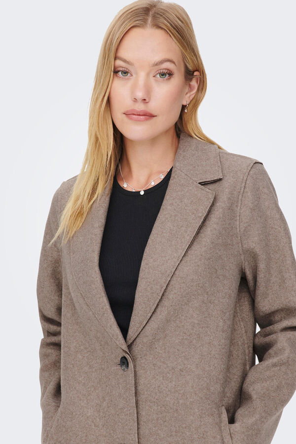 Springfield Women's coat with lapel collar and buttons brun