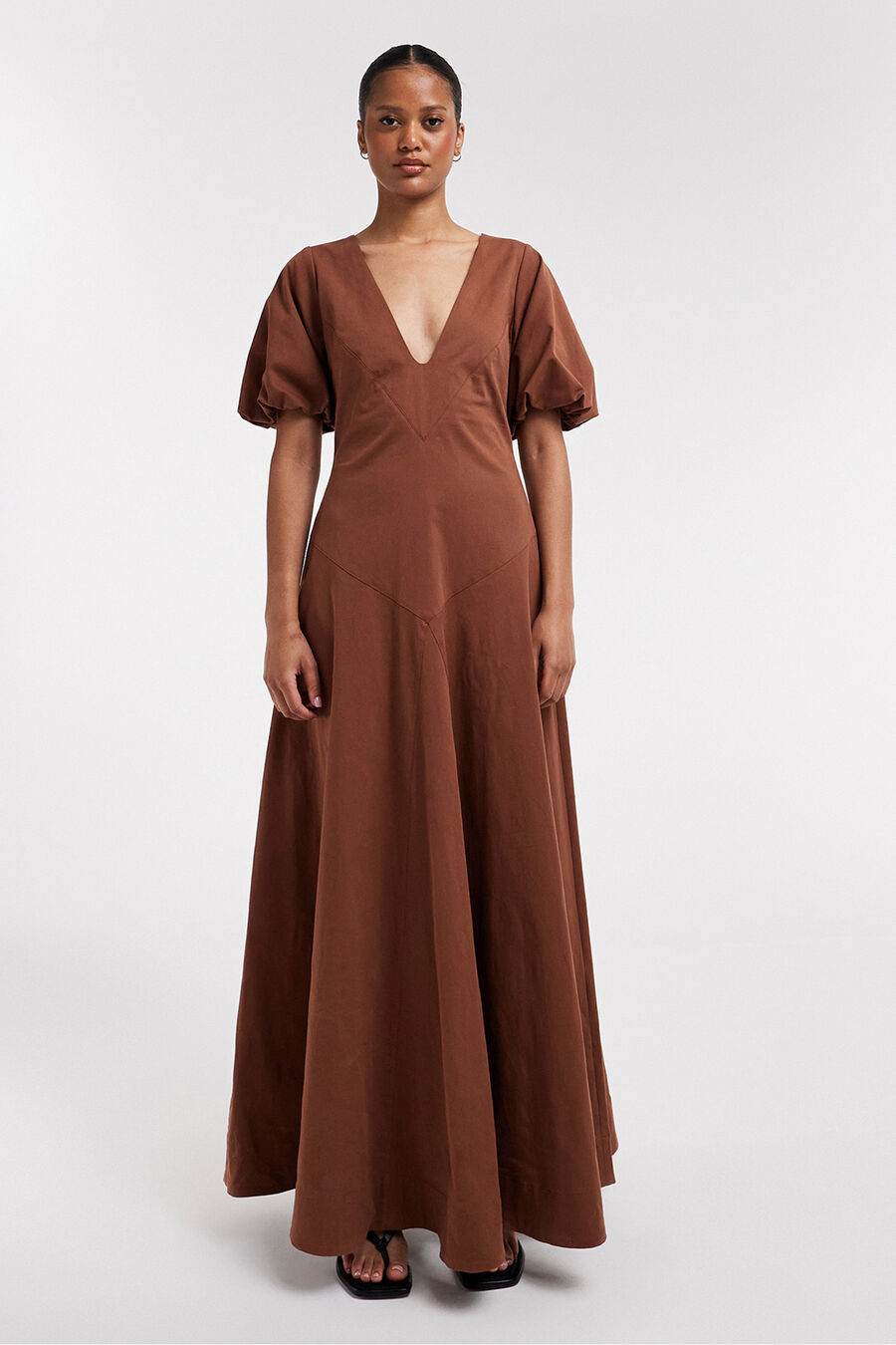 Vestido largo mangas globo