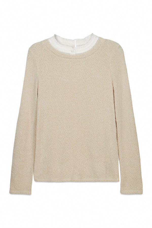 Springfield Combined neck chenille T-shirt nude