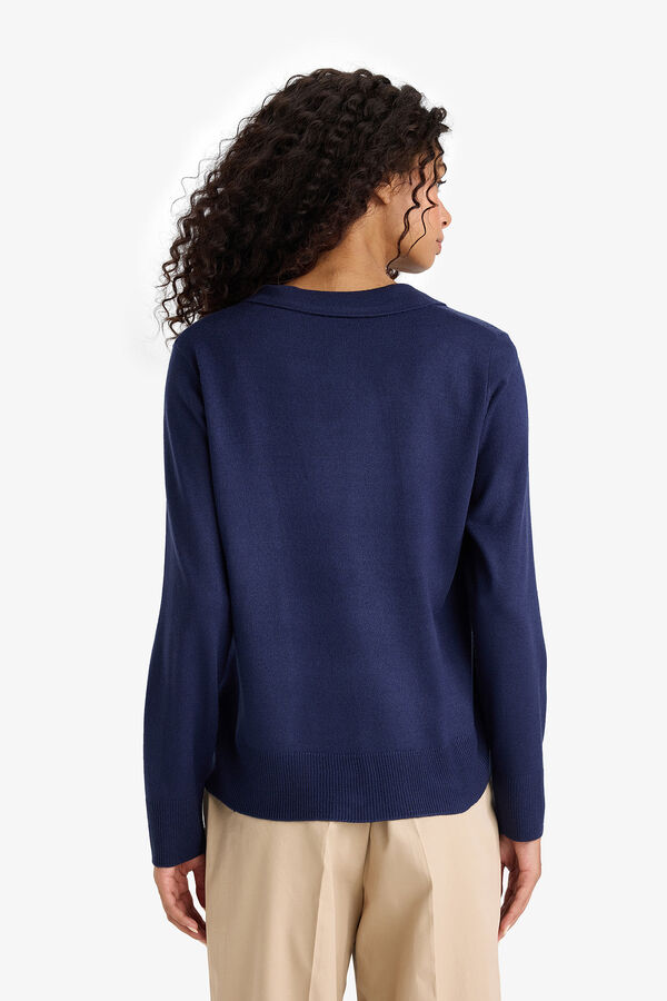 DeFacto Jersey con cuello polo azul