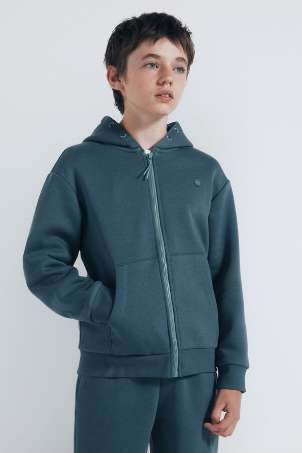 Springfield Kids Sudadera abierta con capucha niño azul