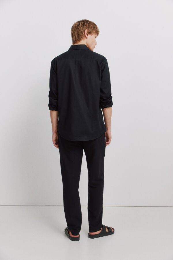 Springfield Linen comfort fit chinos black