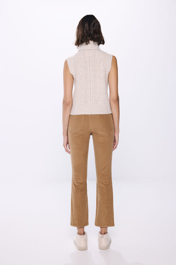 Springfield Pantalon velours côtelé kick flare beige