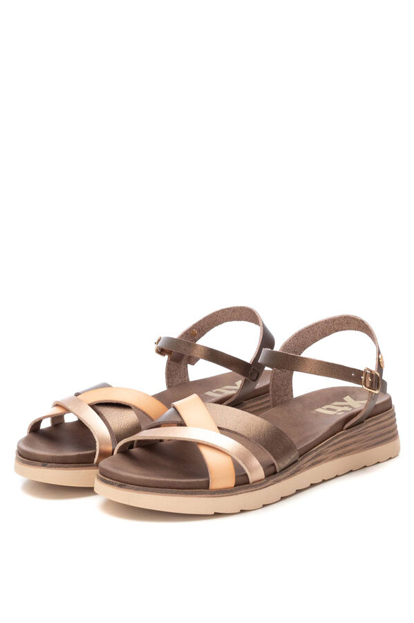 XTI Intertwined strap wedge sandal brown