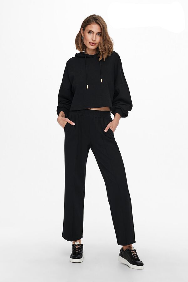 Only Pantal&oacute;n flu&iacute;do cintura ajustable negro