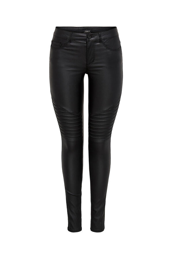 Only Black High Waisted Faux Leather Coated Skinny Jeans