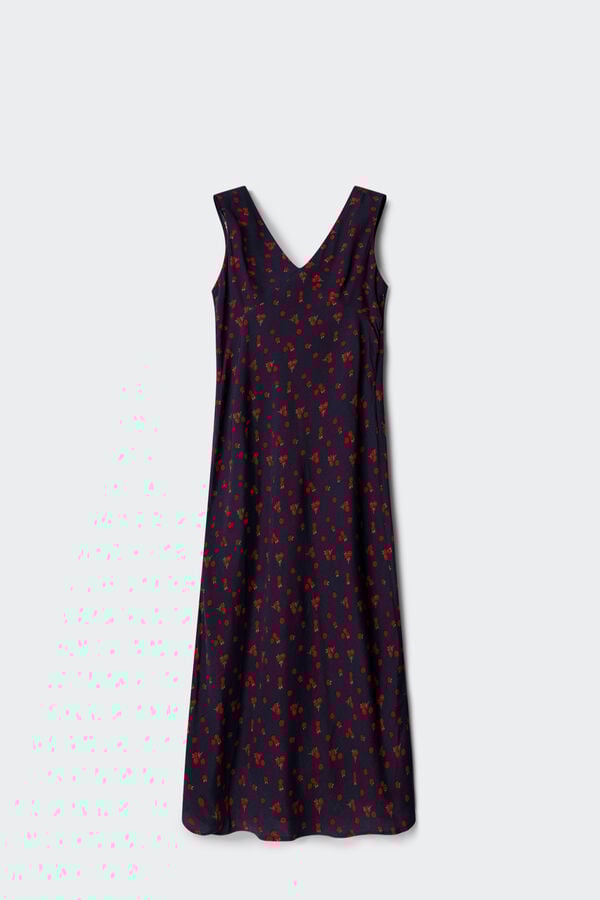 Springfield Midi haljina sa bretelama sa printom voća Plava