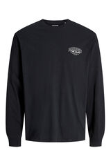 Jack & Jones T-shirt comprida com logo preto