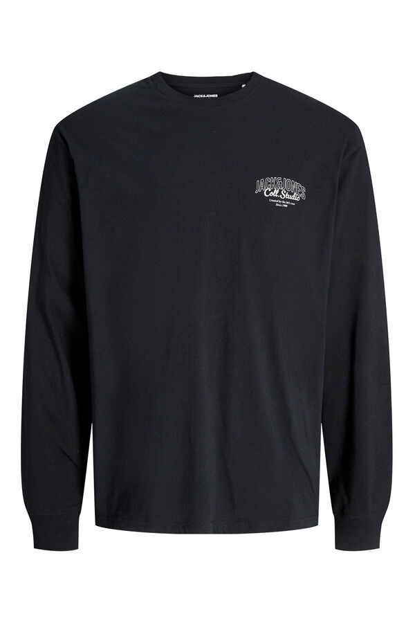 Jack & Jones T-shirt comprida com logo preto