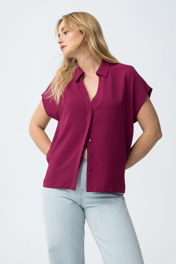 Tiffosi Camisa relaxed manga corta burdeos