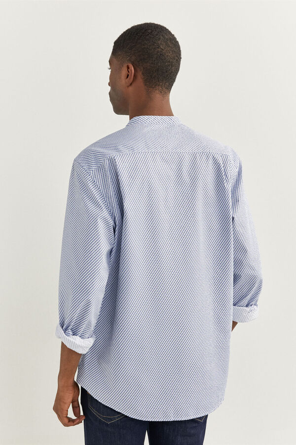 Springfield Linen shirt with contrasting Mandarin collar natural