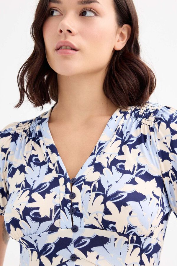 Inside Printed long dress blue