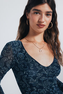 Springfield Majica od &scaron;ifona sa naborima na izrezu i dezenom