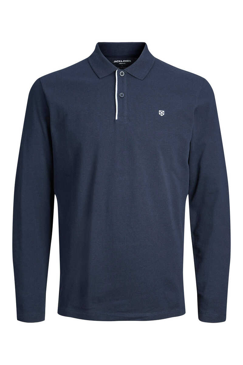 Springfield Long-sleeved polo shirt with embroidered front navy