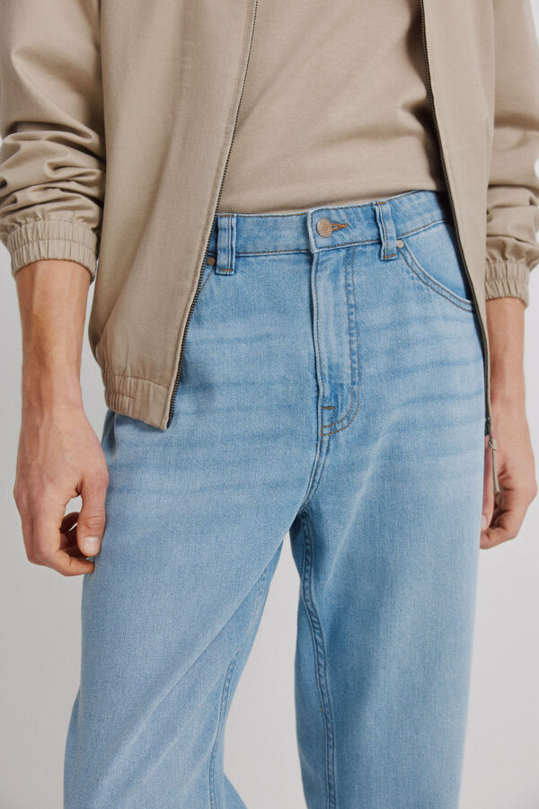 Springfield Ultra-light mid-wash straight fit jeans blue