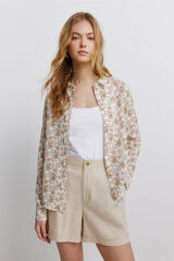 Springfield Basic linen-effect shirt beige