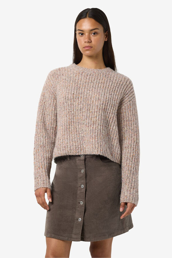 Noisy May Melierter Pullover mit Rundhalsausschnitt Grau