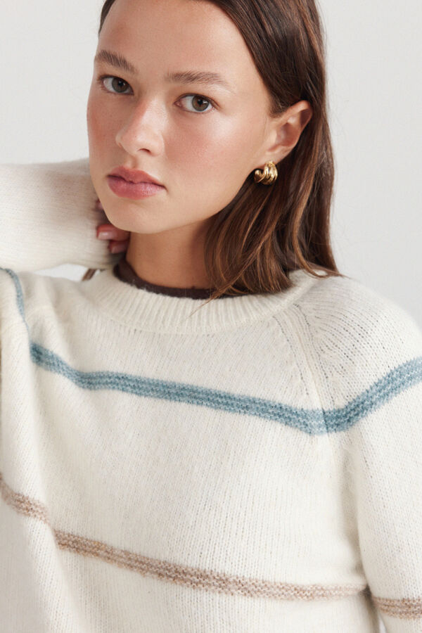 Springfield Striped knit jumper beige