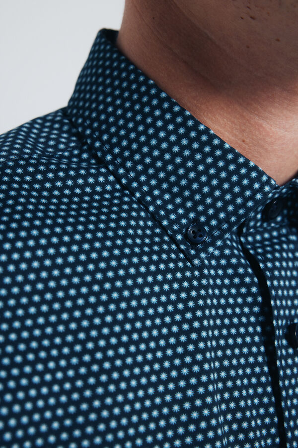 Springfield Micro print poplin shirt blue