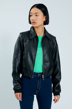 Springfield Faux Leather Jacket black