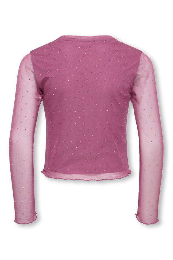 Only Girls Mesh top with sparkle detail rose