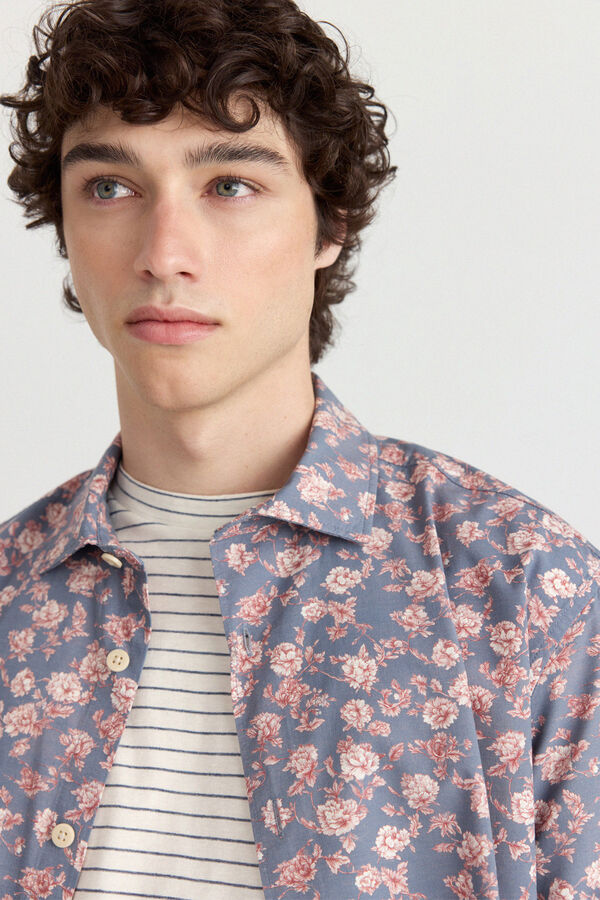 Springfield Printed short sleeve shirt blue
