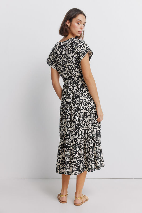 Springfield Linen buckle wrap dress black