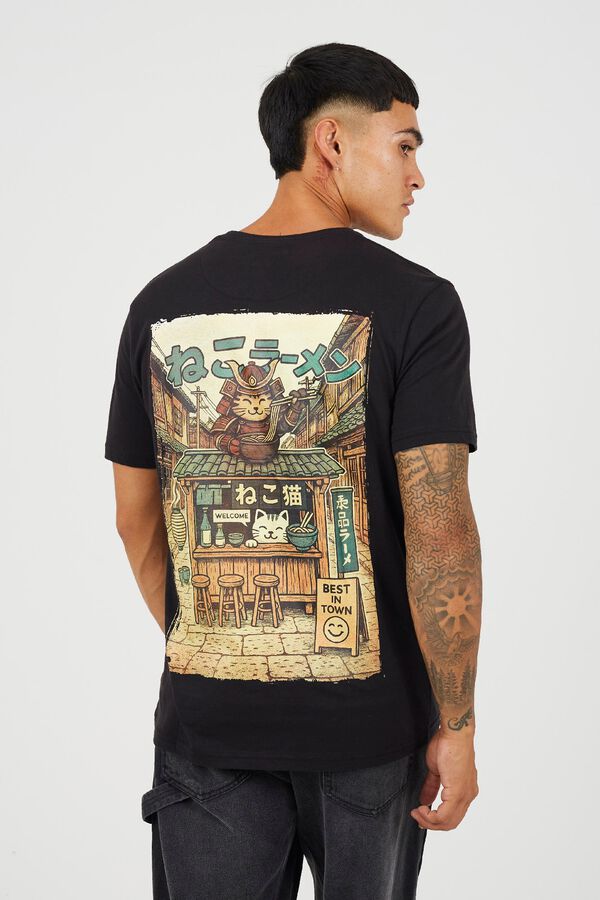 Brave Soul Camiseta manga corta print oriental negro