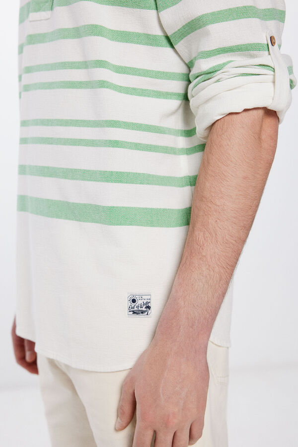 Springfield Košulja polo stila s vodoravnim prugama zelena