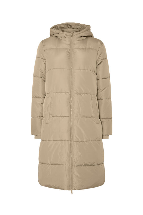 Pieces Puffer long coat with hood beige