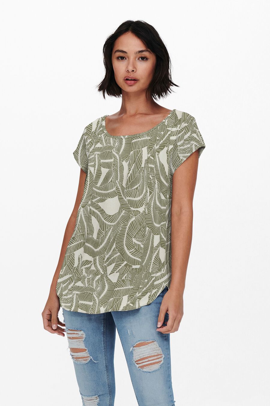 Camiseta manga corta botón espalda