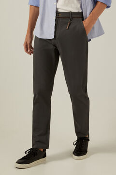 Springfield Slim fit micro-print chinos with key ring grey mix