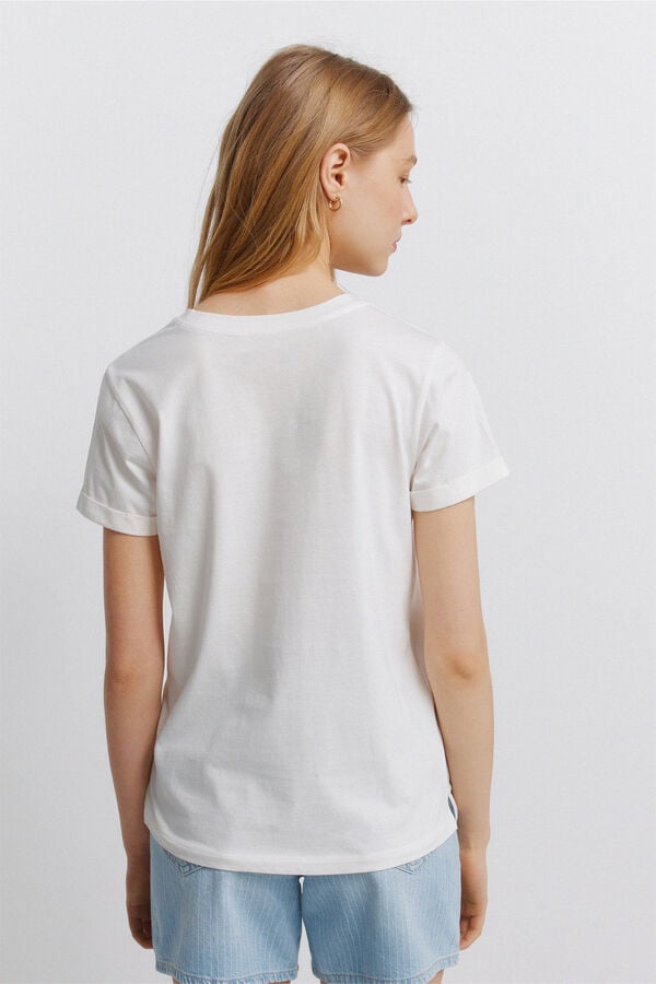 Springfield T-shirt de manga curta com desenho bege