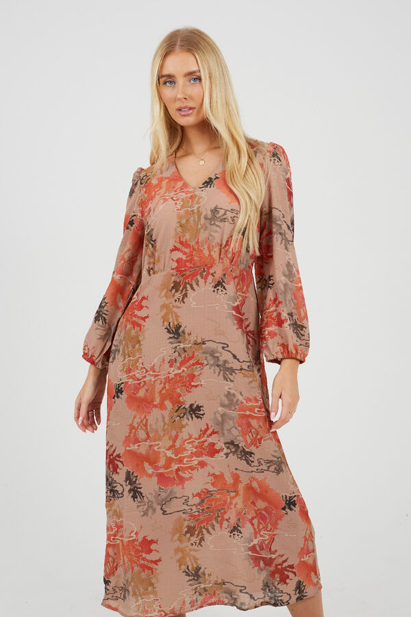 Brave Soul Long print dress Crvena
