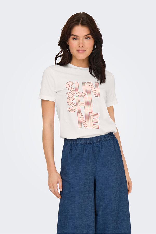 JDY Kurzarm-Shirt Wei&szlig;