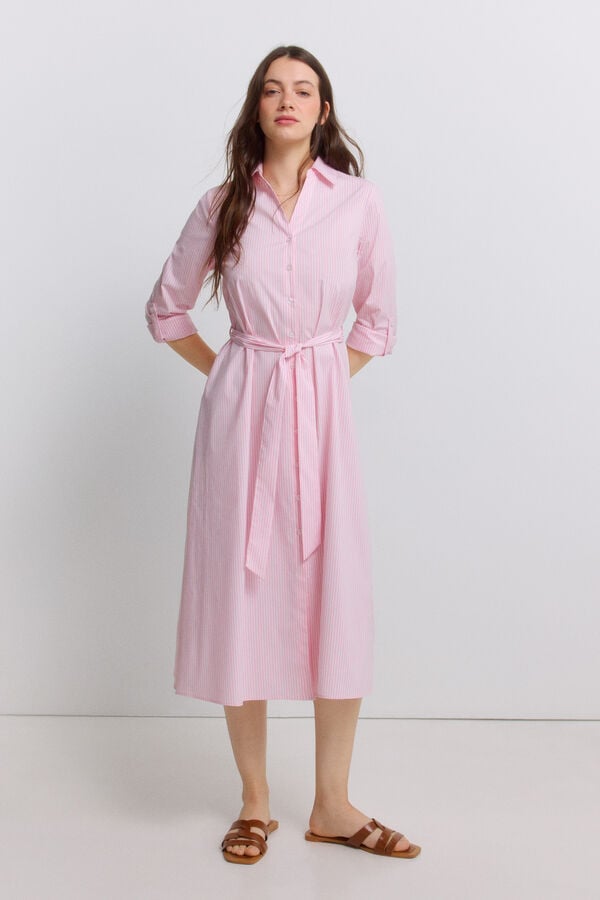 Springfield Striped shirt dress pink