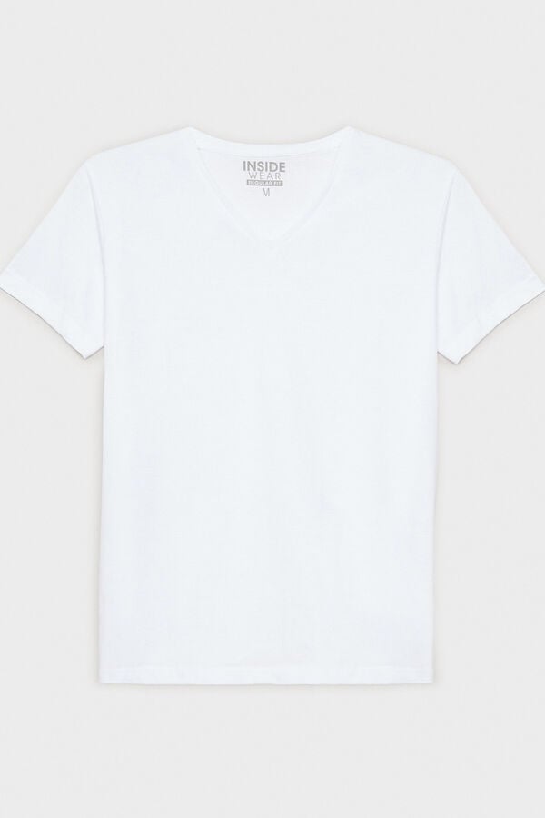 Springfield Camiseta Básica Cuello Pico blanco