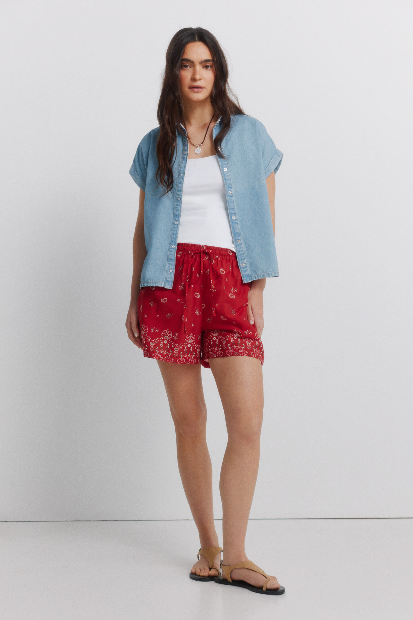 Springfield Short din bumbac imprimat