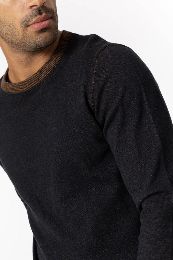Springfield Two-tone jersey-knit jumper smeđa