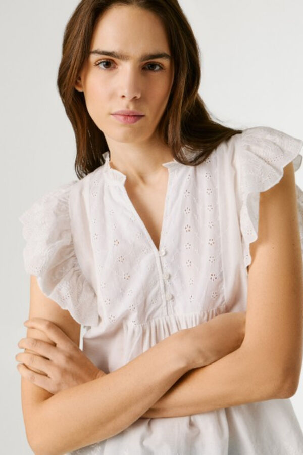 Pepe Jeans Butterfly sleeve shirt beige