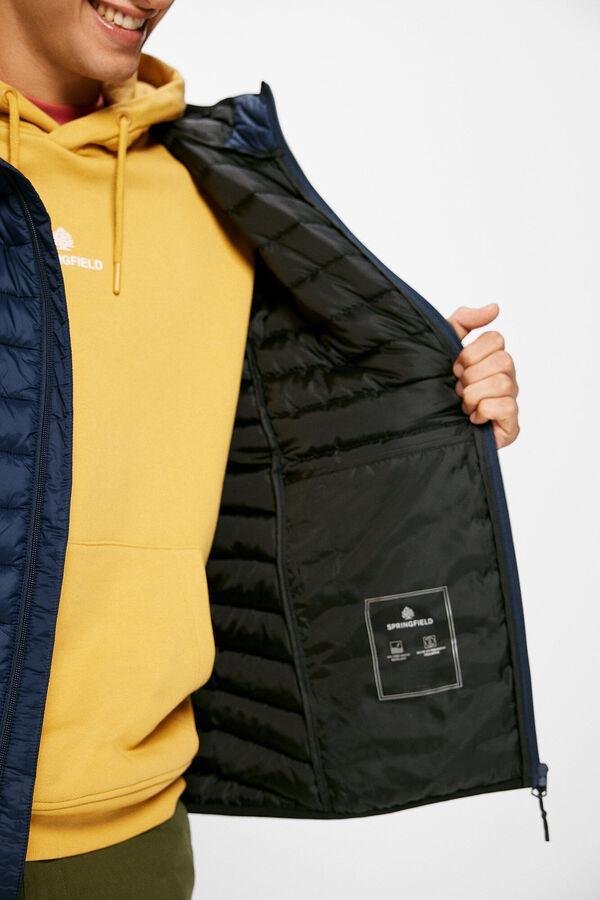 Springfield Quilted hooded jacket blue