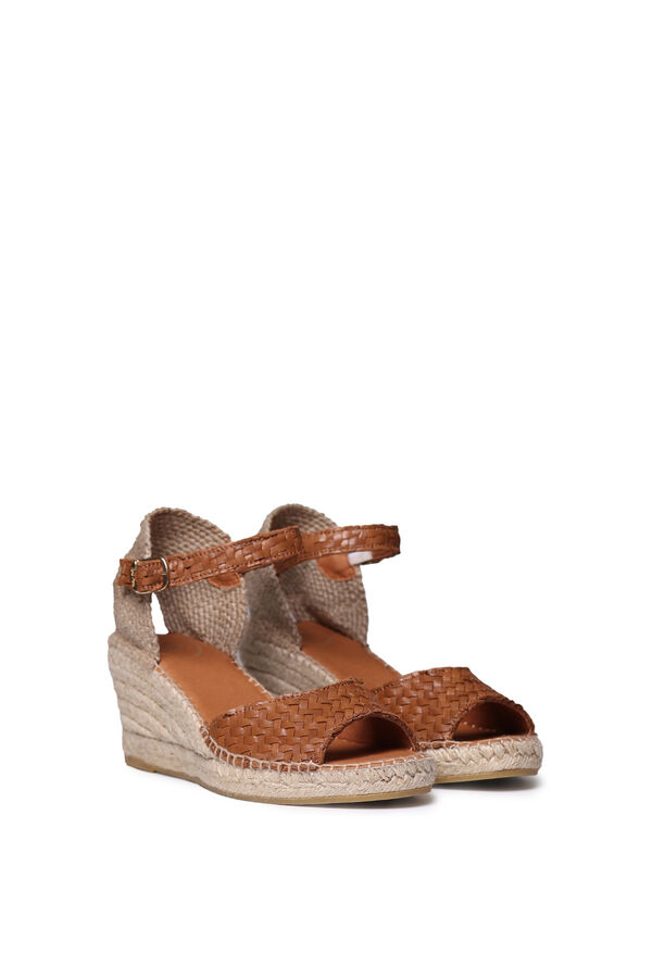 Toni Pons Braided leather wedge espadrille mink