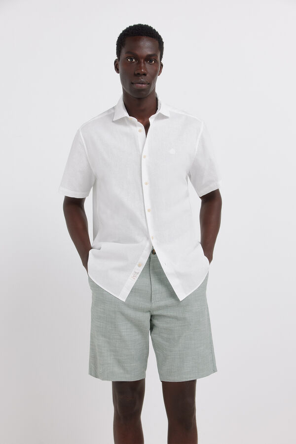 Springfield Bermude od chambray tkanine udobnog slim fit kroja Zelena